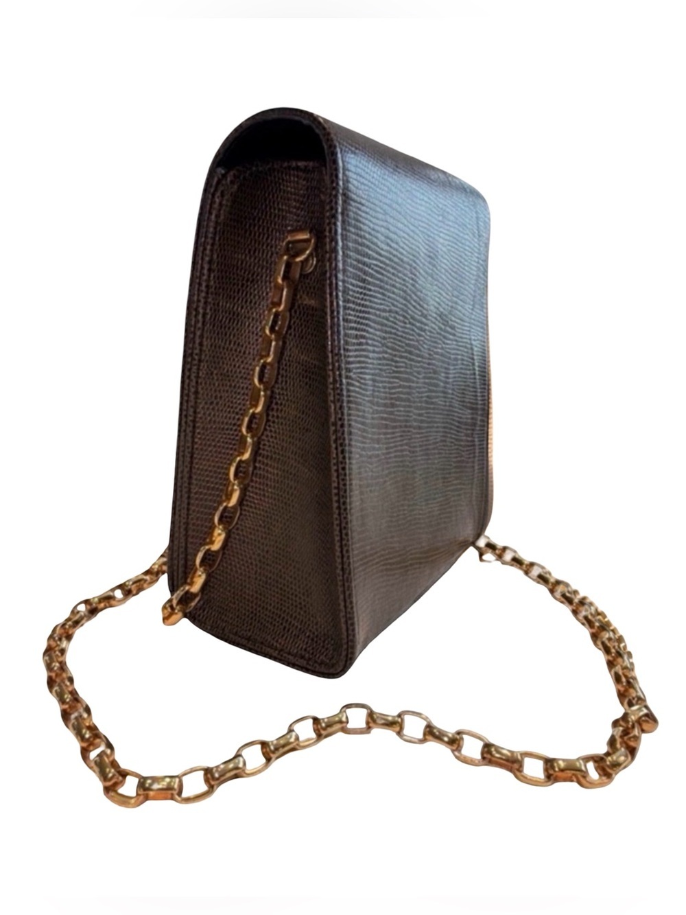 RODO Italy Structured Hard Case Evening Bag I Gold Link Strap | NWOT - Picture 2 of 12